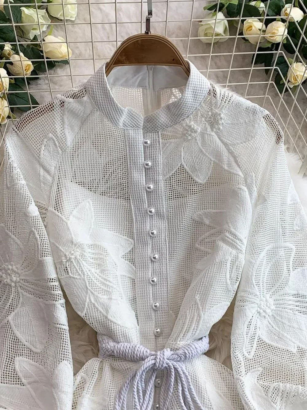 Caroline Floral Mesh Mini Dress