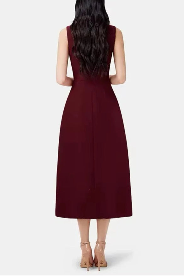 lindsay asymmetric collar blazer midi dress in red