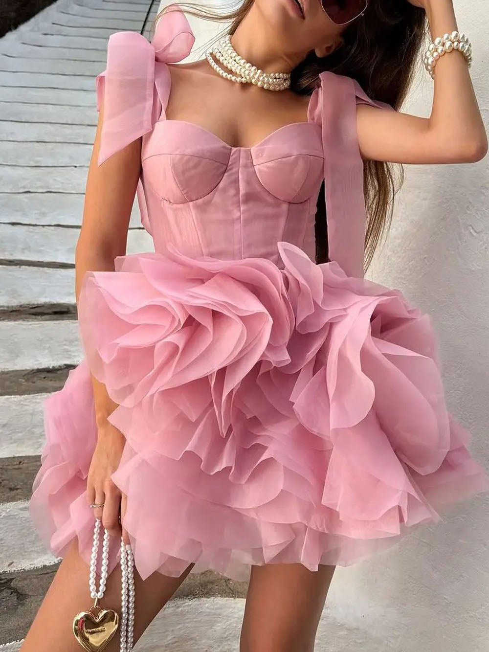 Eloise Ruffled Sweetheart Mini Dress