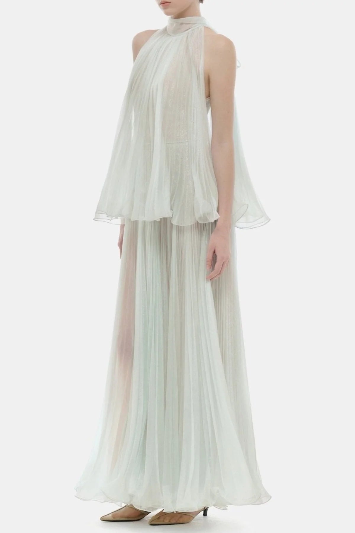 georgia Sleeveless Pleated Maxi Dress - Mint
