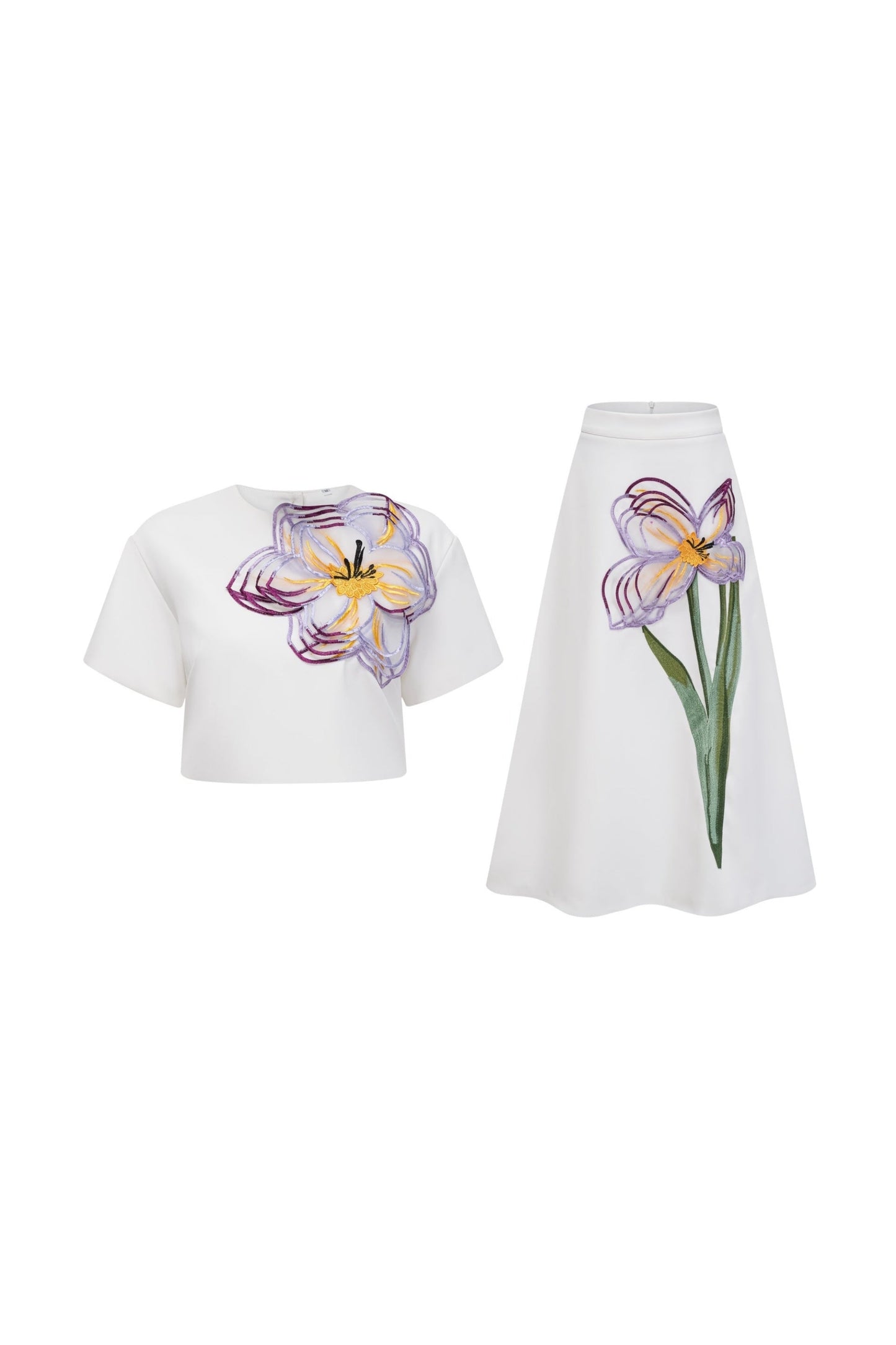 beatrice White Floral Embroidered midi dress Matching Set