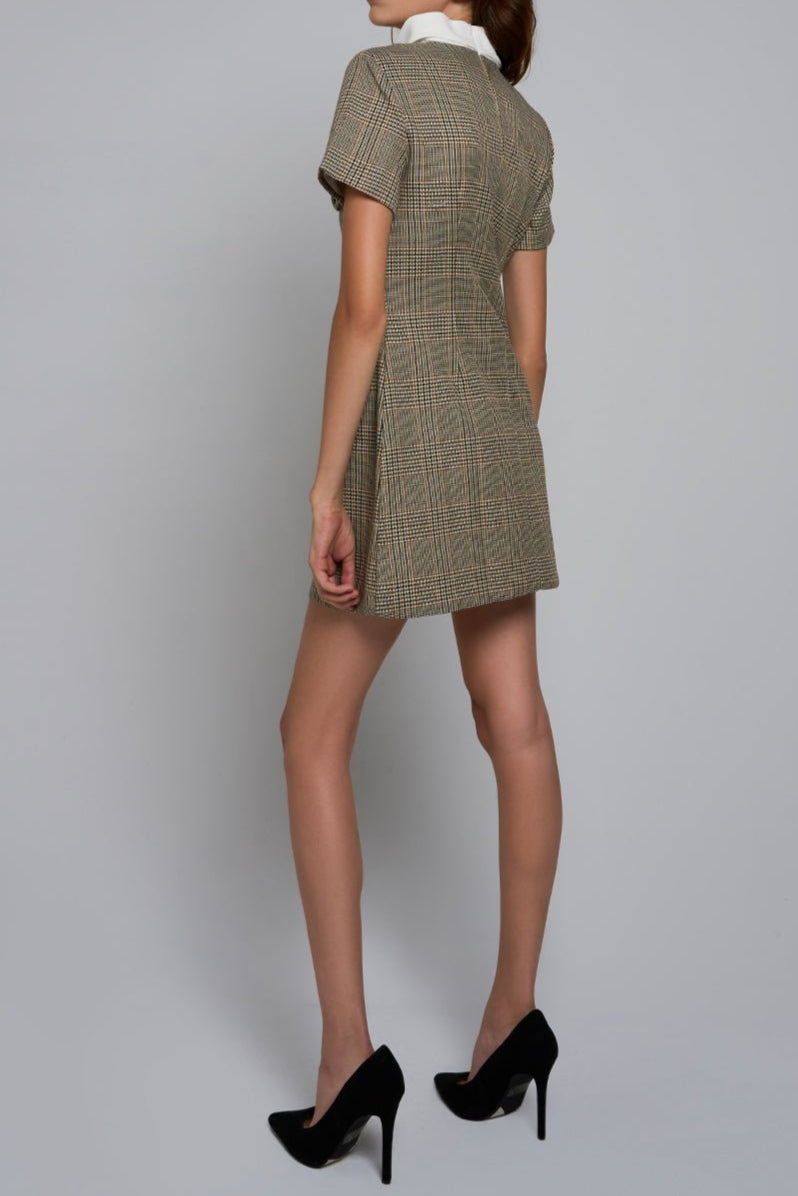 Gianna Buttoned Plaid Mini Dress