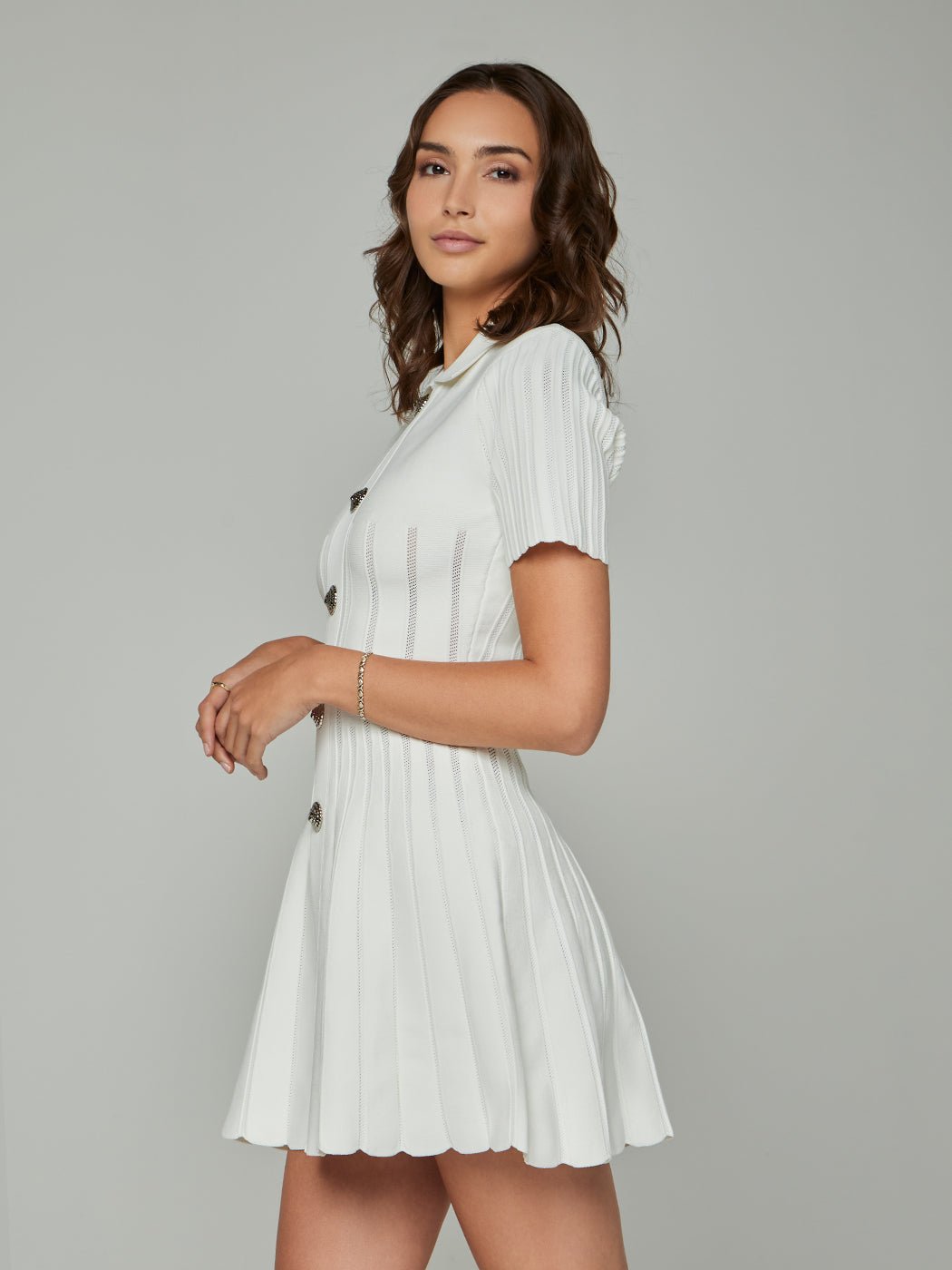 Kirsten Short-Sleeve Knitted Mini Dress