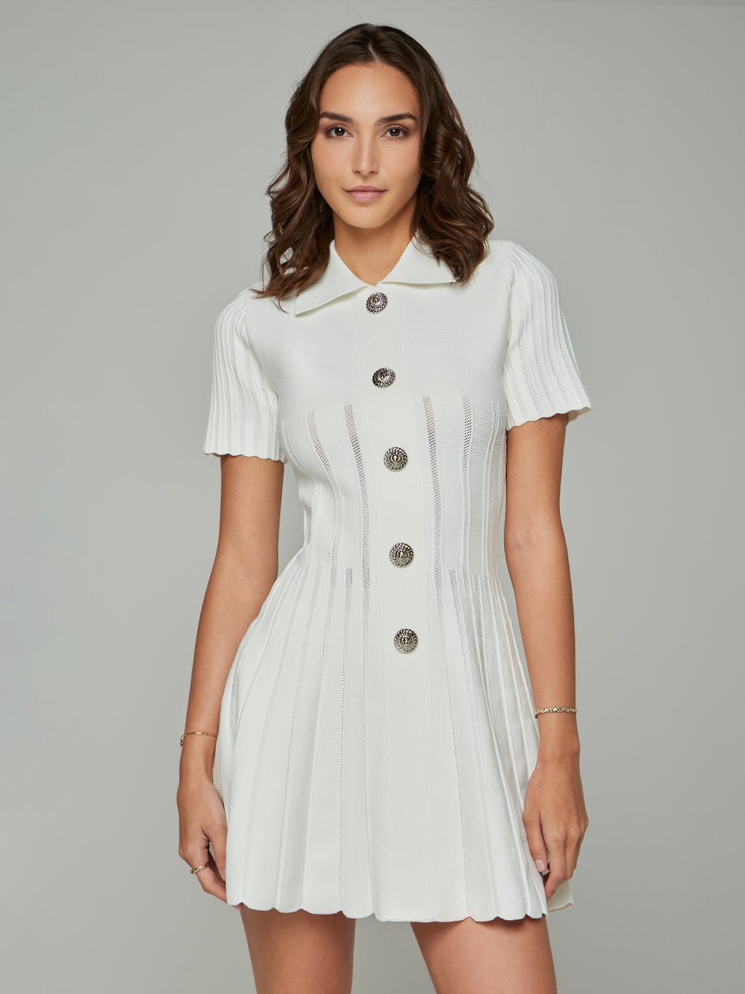 Kirsten Short-Sleeve Knitted Mini Dress