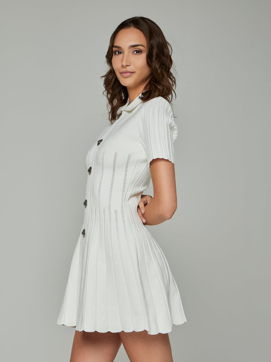 Kirsten Short-Sleeve Knitted Mini Dress
