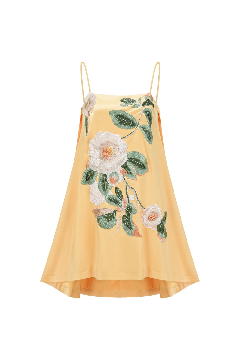 evangeline applique floral Embroidered Mini Dress in yellow