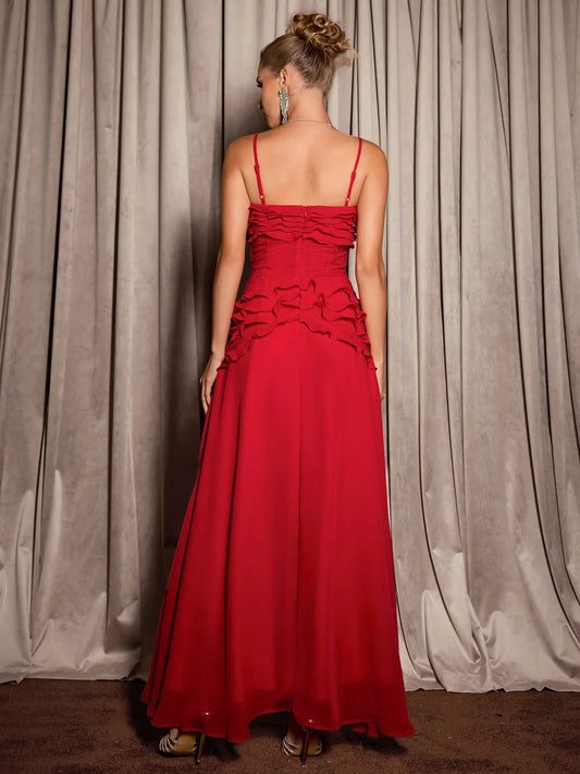 Red Spaghetti Strap Maxi Dress