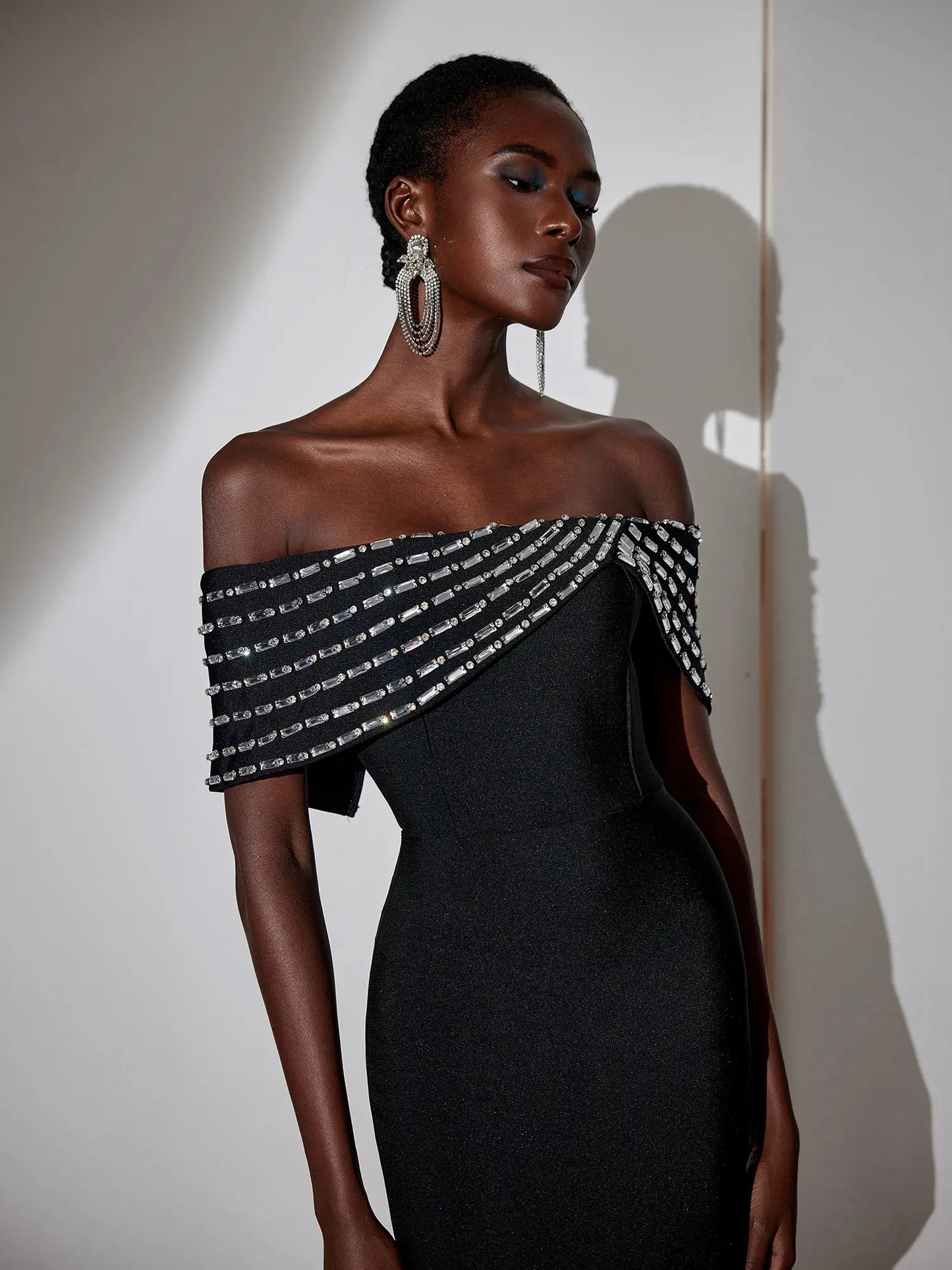 Rhinestone Strapless Bodycon Maxi Dress