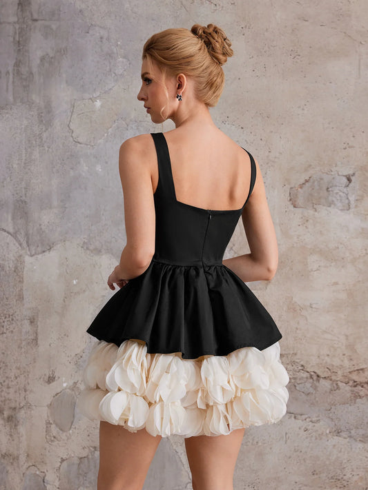 Square-Neck Party Ball Gown Mini Dress