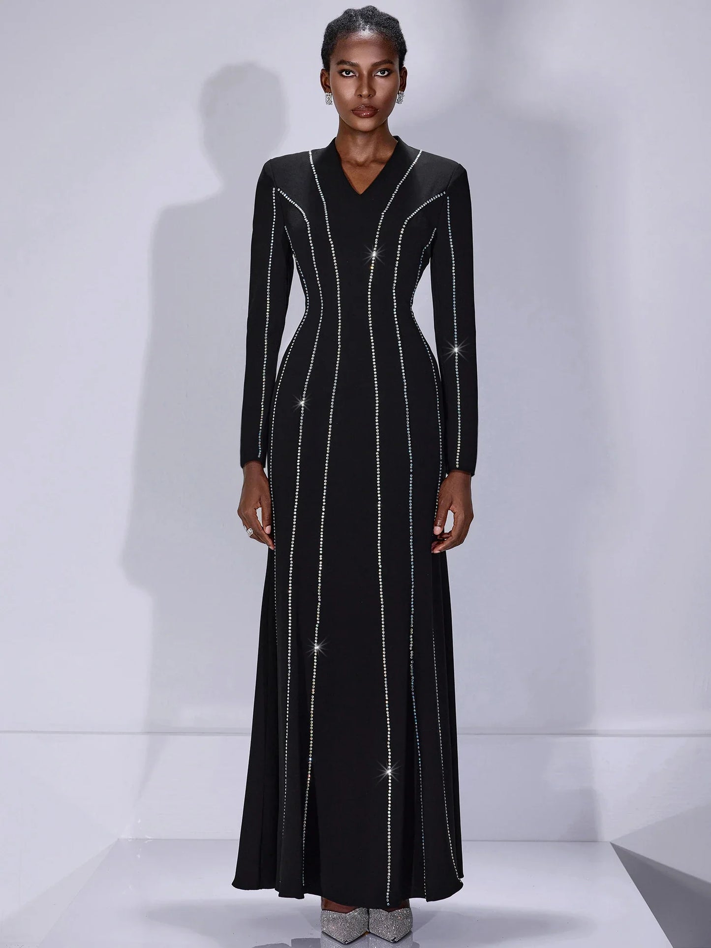V-Neck Slim Fit Maxi Dress