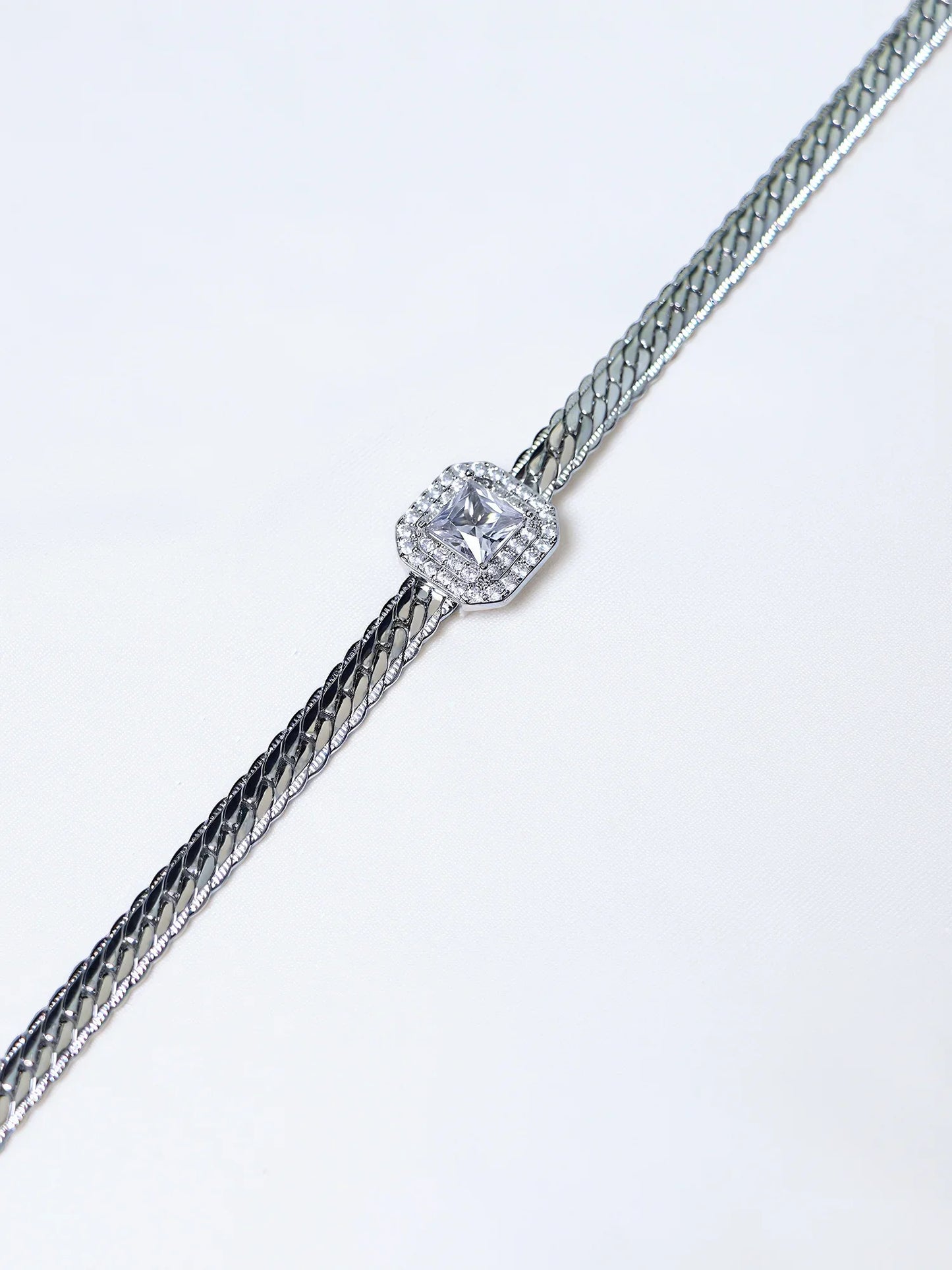 White Gold Bracelet Necklace and Earrings Set