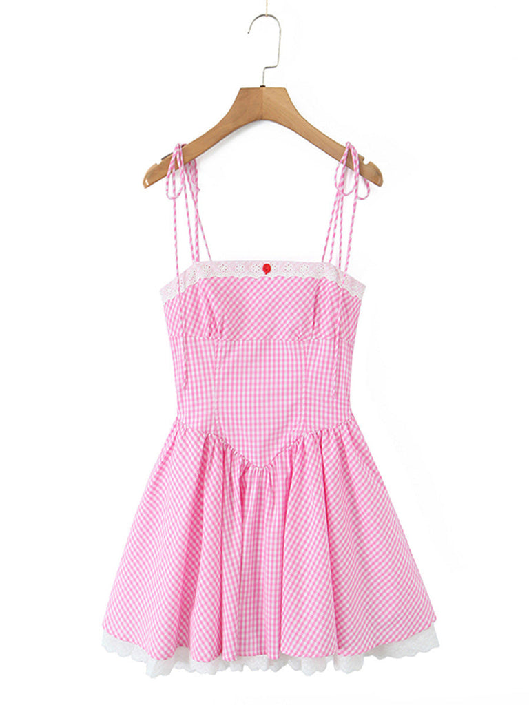 joyce grid strap mini dress in pink - Stylish pink dress for special occasions | Buy Online