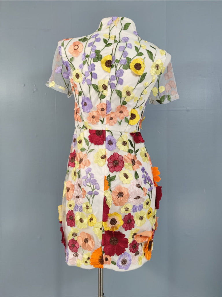 SHORT SLEEVED FLORAL PRINTED MINI DRESS - Stylish beautiful dress for special occasions | Buy Online