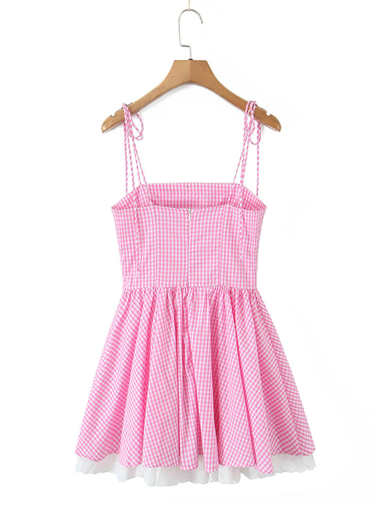 Stylish pink dress | joyce grid strap mini dress in pink - Ideal for special occasions