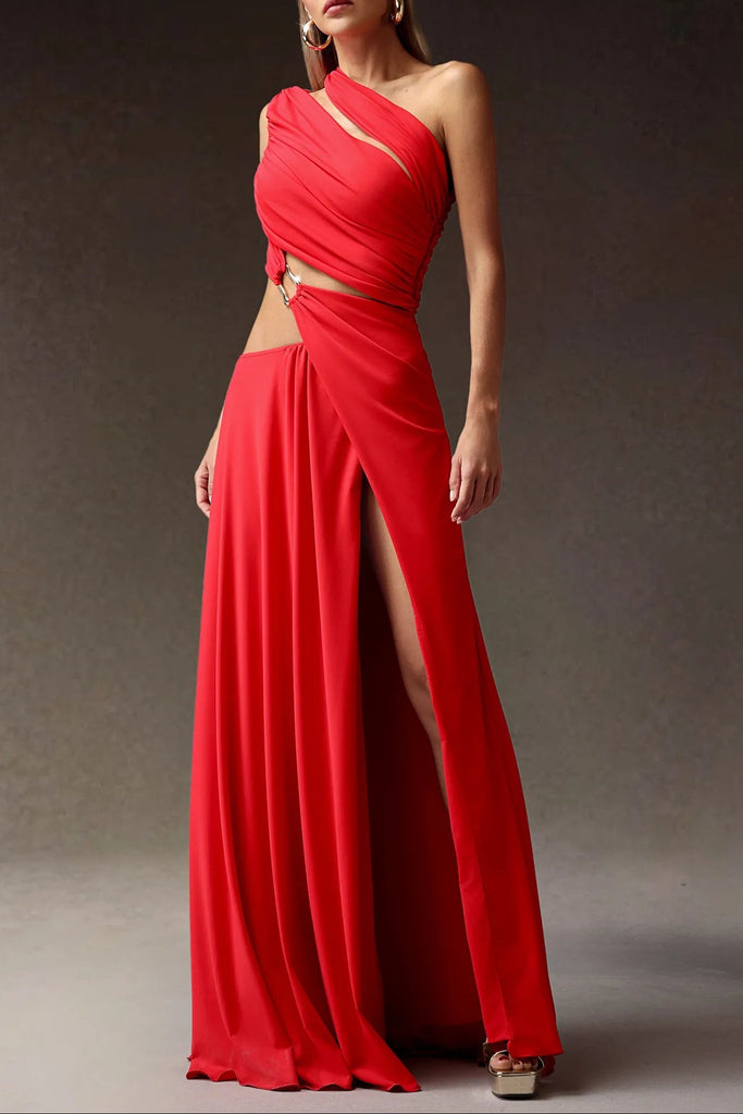 Shop  red dress - Perfect for special occasions | florence High Slit Hollowed-out Maxi Dress in red