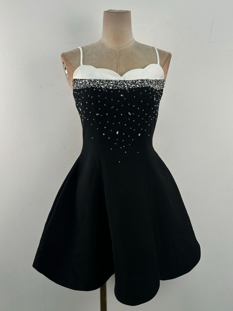 Fit and Flare Semi-Heart Neck Taffeta Mini Dress - Stylish beautiful dress for special occasions | Buy Online