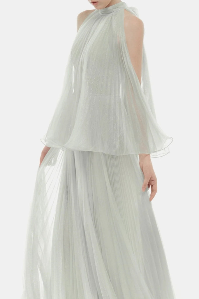 georgia Sleeveless Pleated Maxi Dress - Mint - Stylish beautiful dress for special occasions | Buy Online