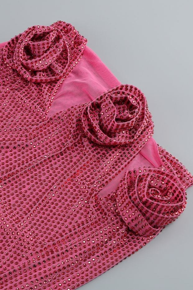 Stylish pink dress | Khloe Crystal Flower Two Piece Set - Pink - Ideal for special occasions