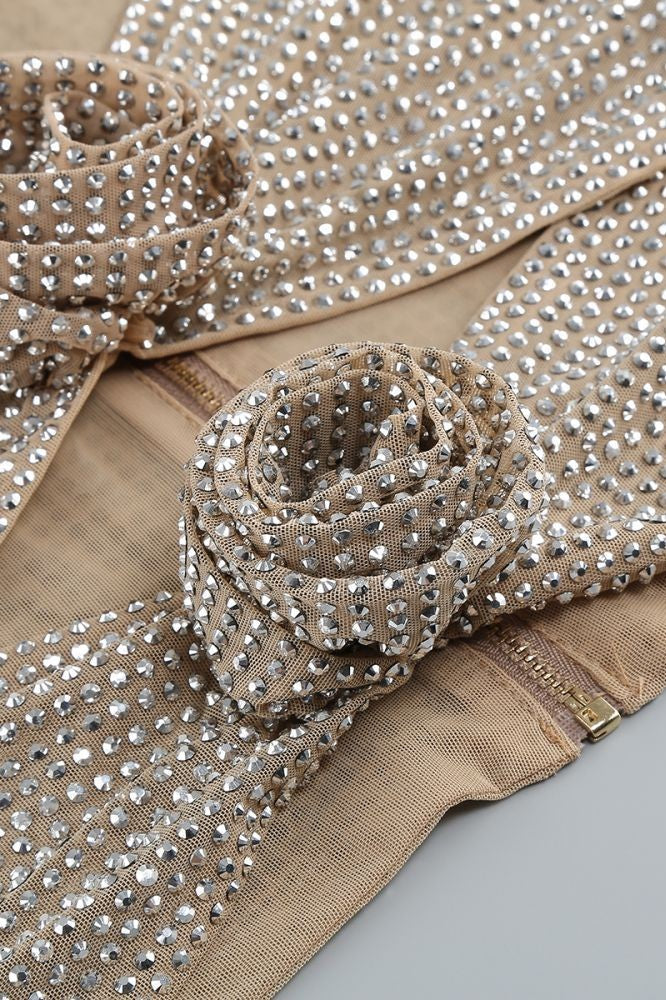 Stylish beautiful dress | Khloe Crystal Flower Two Piece Set - Silver - Ideal for special occasions