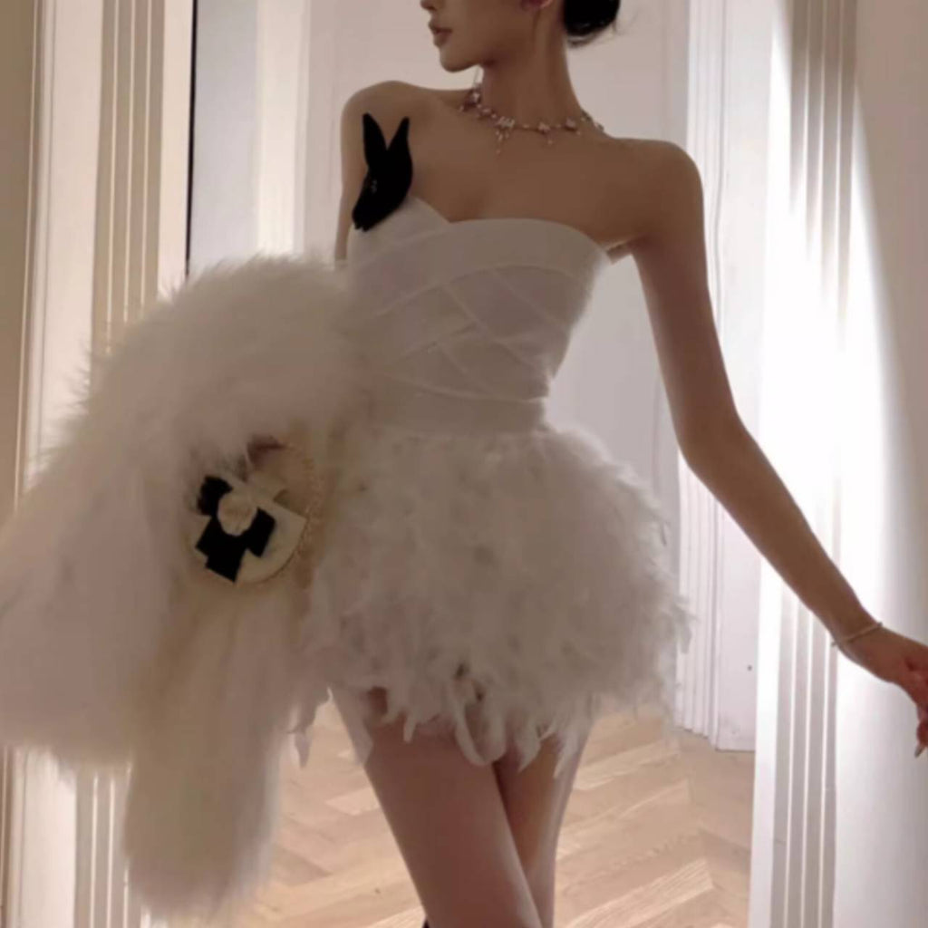 Alisa Feather Mini Dress - Stylish beautiful dress for special occasions | Buy Online