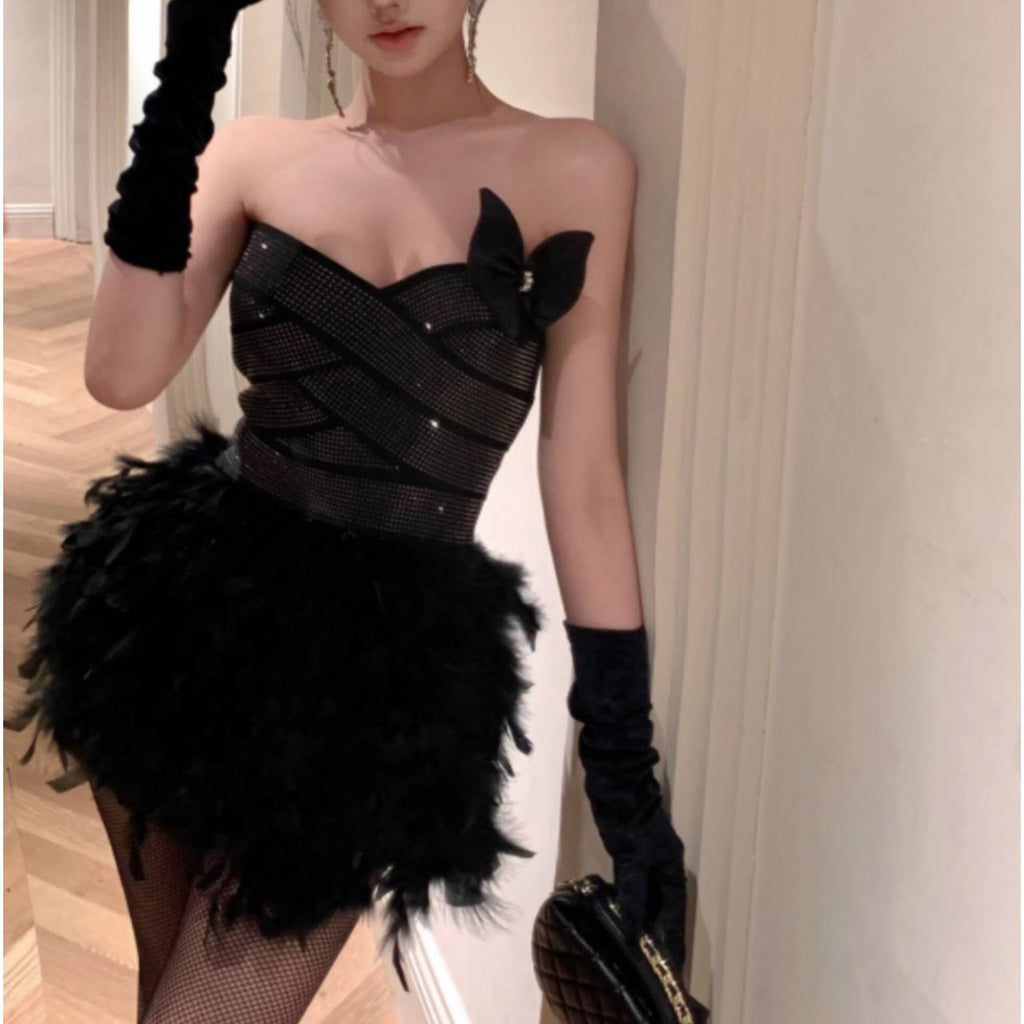 Alisa Feather Mini Dress - Stylish beautiful dress for special occasions | Buy Online