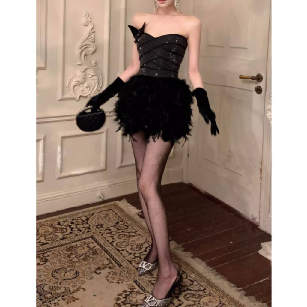 Alisa Feather Mini Dress - Stylish beautiful dress for special occasions | Buy Online