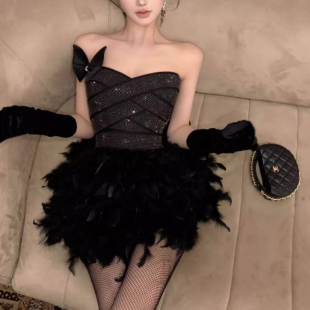 Stylish beautiful dress | Alisa Feather Mini Dress - Ideal for special occasions