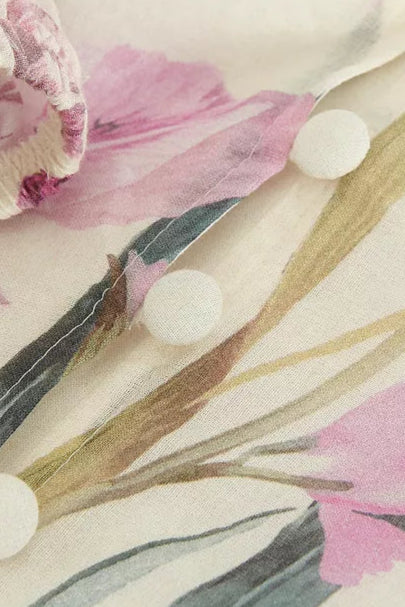 Stylish beautiful dress | floral print Blouson sleeve mini dress in ivory - Ideal for special occasions