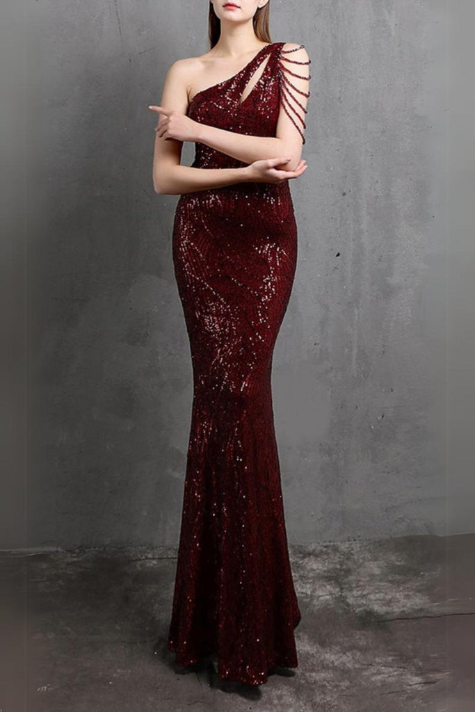 RED CUTOUT SEQUIN MAXI DRESS - Stylish red dress for special occasions | Buy Online