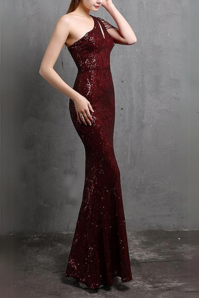 Stylish red dress | RED CUTOUT SEQUIN MAXI DRESS - Ideal for special occasions