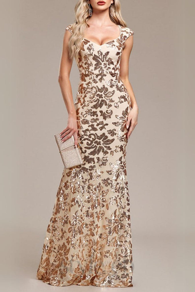 Stylish beautiful gown | ARZILLA SEQUIN GOWN IN GOLD - Ideal for special occasions