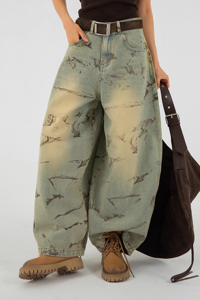 Dat Print Baggy Jeans - Stylish beautiful dress for special occasions | Buy Online