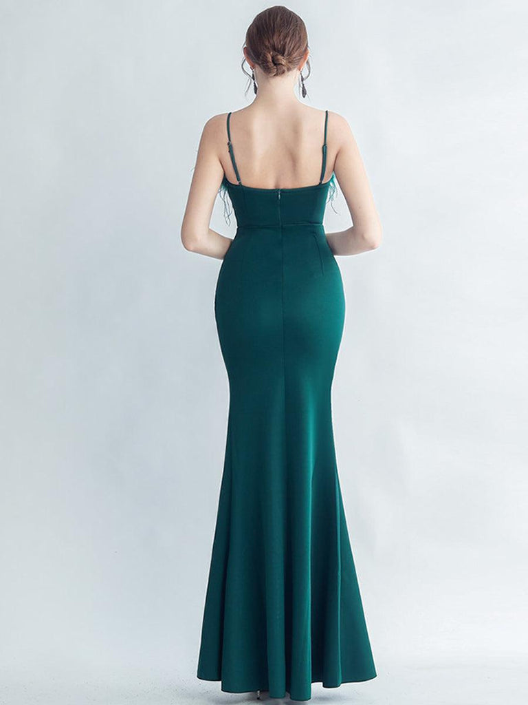 Shop  beautiful dress - Perfect for formal | Feather Spaghetti Rhinestone Formal Dress