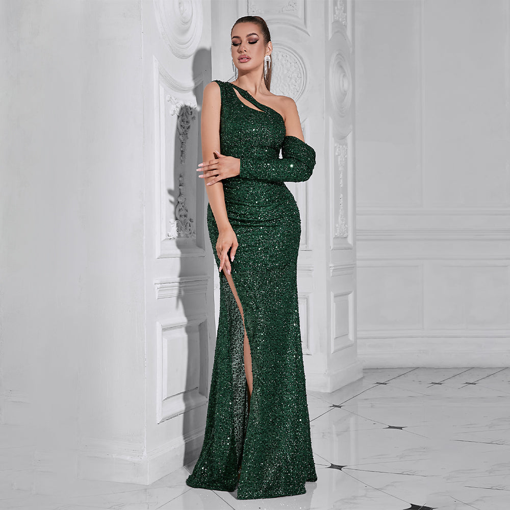 Stylish green dress | sequin cut out maxi dress in green - Ideal for special occasions