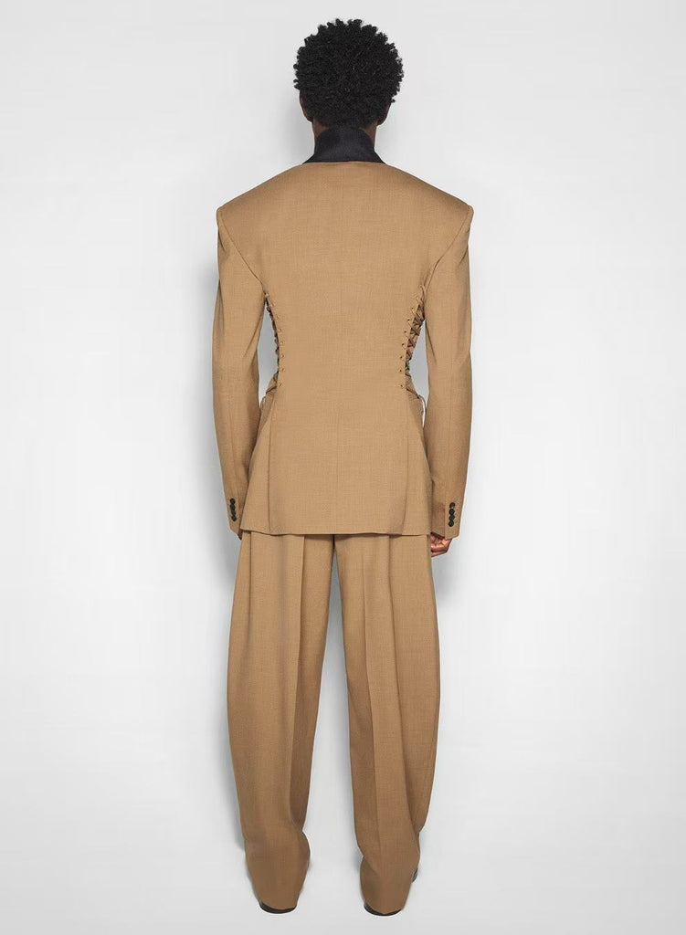 Juliea Silhouette Laced Up Tailored Jacket - Brown - Stylish red dress for special occasions | Buy Online