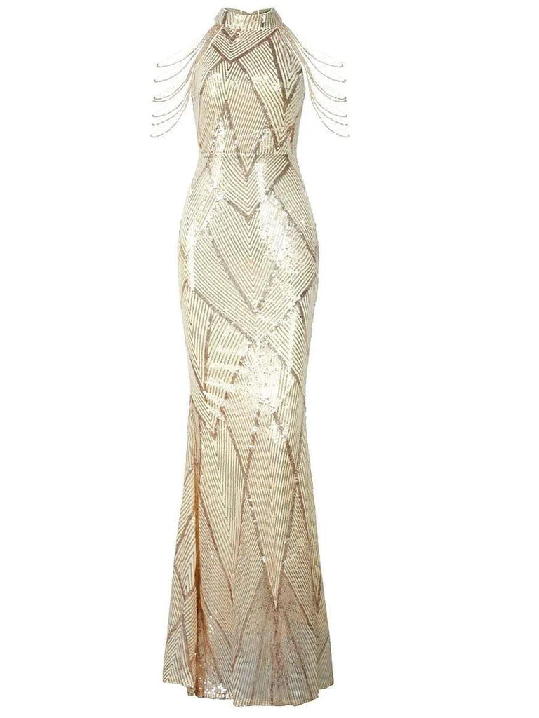 Stylish beautiful dress | Geometric Sequin Chain Mermaid Prom Dress - Ideal for special occasions