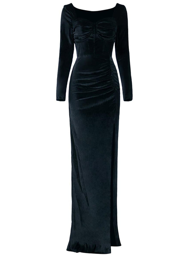Shop  black dress - Perfect for special occasions | Sweetheart Split Thigh Maxi Black Velvet Prom Dress