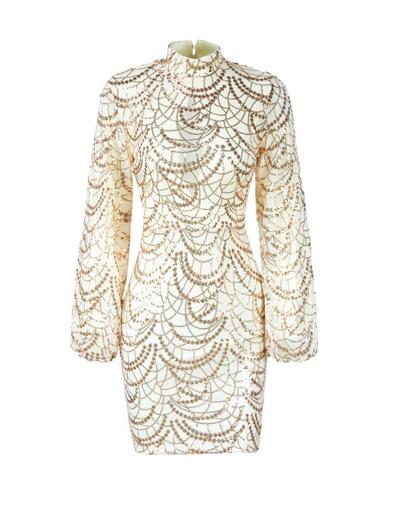 Stylish beautiful dress | Mock Neck Sequin Bodycon Dress - Ideal for special occasions