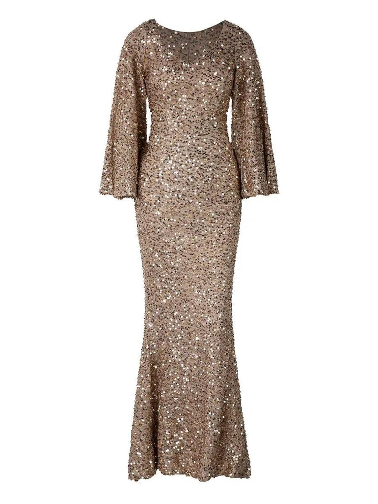 Stylish beautiful dress | Sequin Bell Sleeve Mermaid Dress - Ideal for special occasions