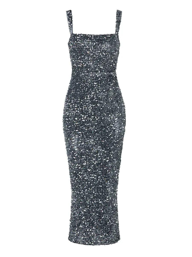 Stylish beautiful dress | Square Neck Sequin Cocktail Dress - Ideal for cocktail