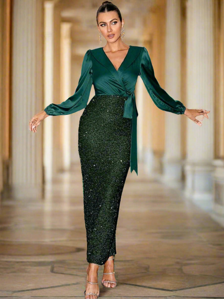 Shop  beautiful dress - Perfect for formal | Wrap Panel Sequin Formal Dress