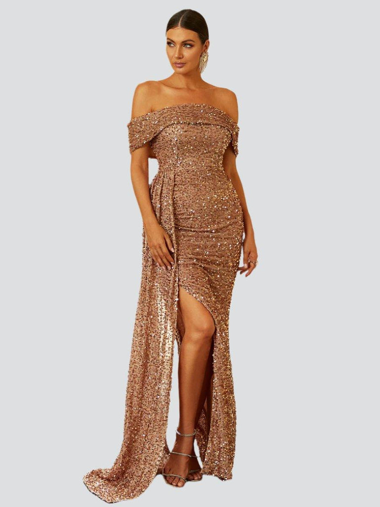 Shop  beautiful dress - Perfect for special occasions | Off Shoulder Sequin High Split Prom Dress
