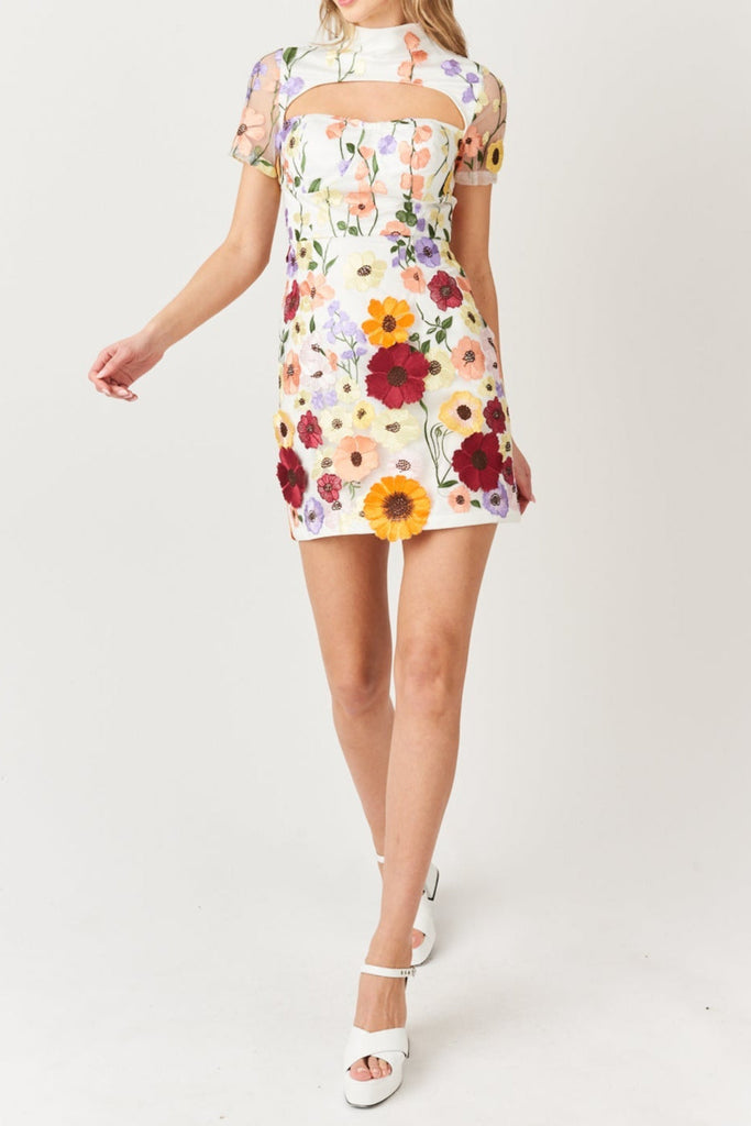 SHORT SLEEVED FLORAL PRINTED MINI DRESS - Stylish beautiful dress for special occasions | Buy Online