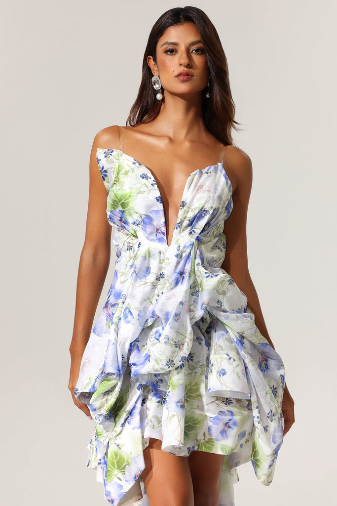 Shop  beautiful dress - Perfect for special occasions | odelia floral print Sleeveless Asymmetrical Mini Dress
