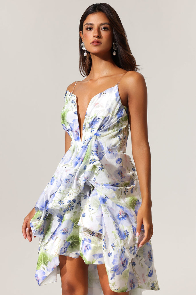 Stylish beautiful dress | odelia floral print Sleeveless Asymmetrical Mini Dress - Ideal for special occasions