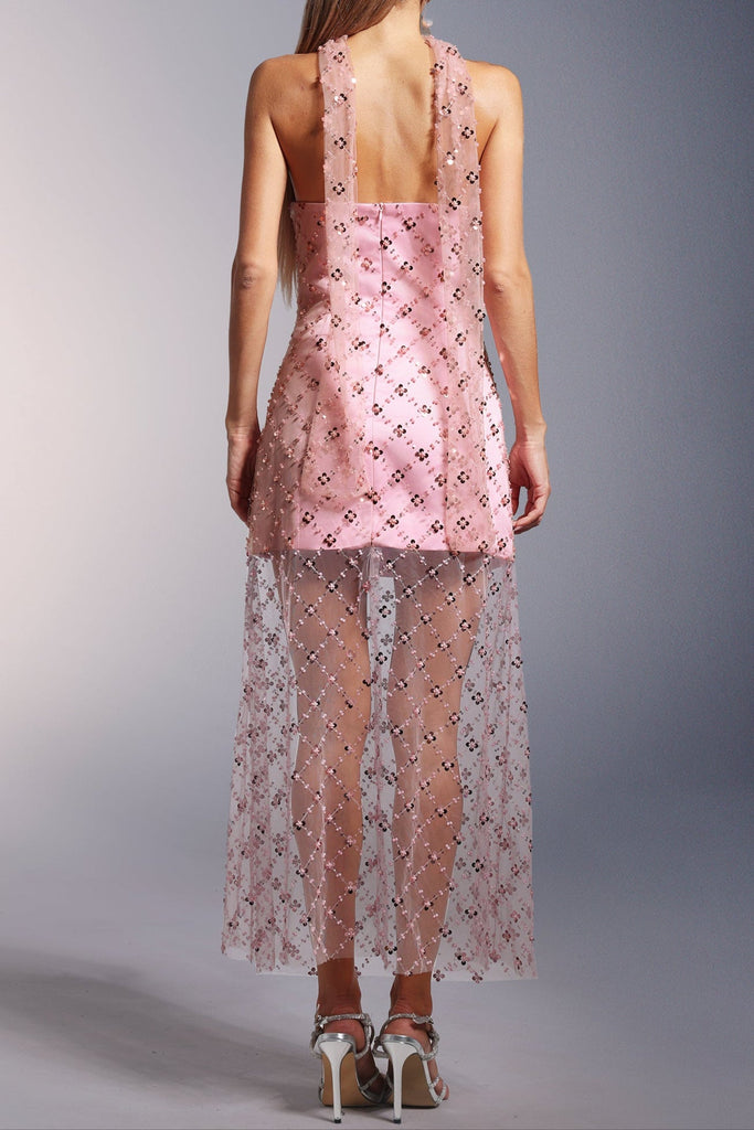 Shop  pink dress - Perfect for special occasions | alberta Strapless Sequins pearl mini dress in pink