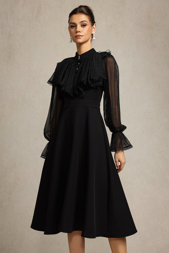 Shop  beautiful dress - Perfect for special occasions | hannah Long Sleeves False Two-Piece Flowers Midi Dress