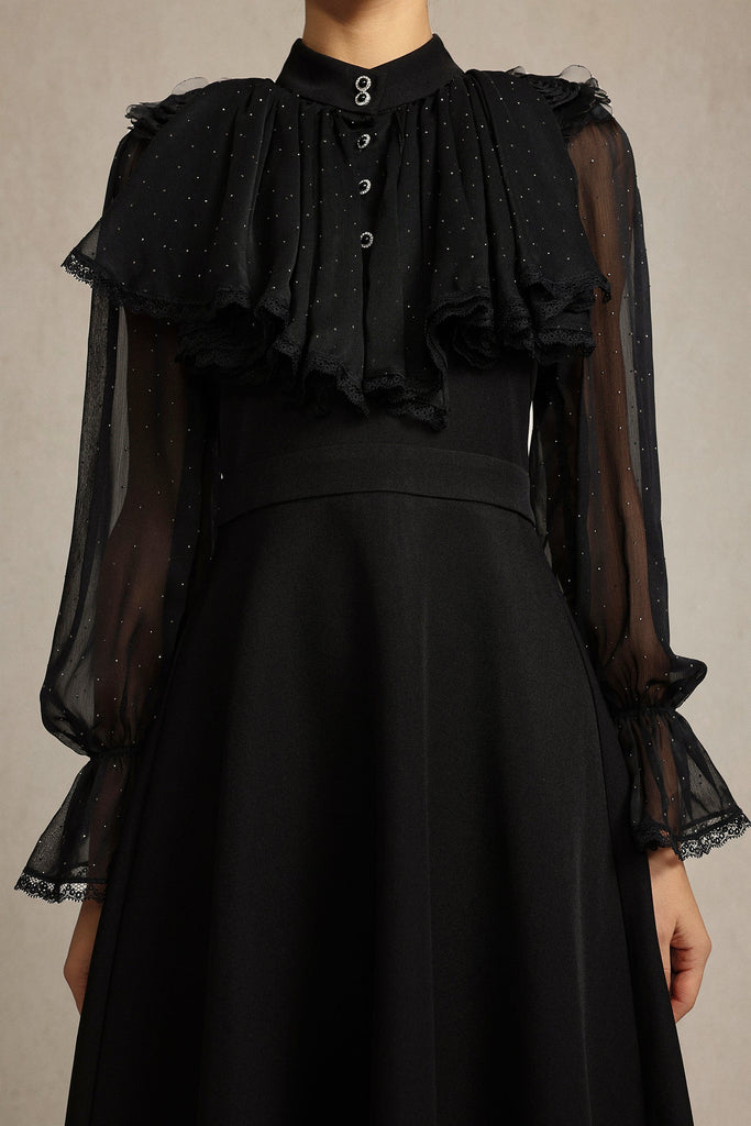 Stylish beautiful dress | hannah Long Sleeves False Two-Piece Flowers Midi Dress - Ideal for special occasions