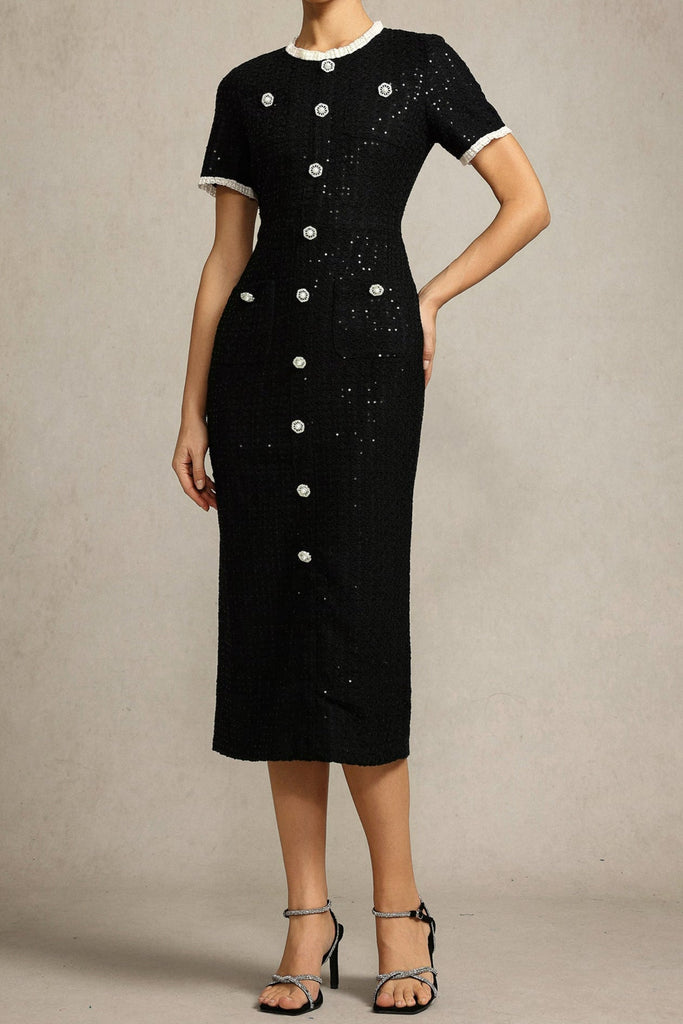 Stylish beautiful dress | jennifer Round Neck Short Sleeves Midii Dress - Ideal for special occasions