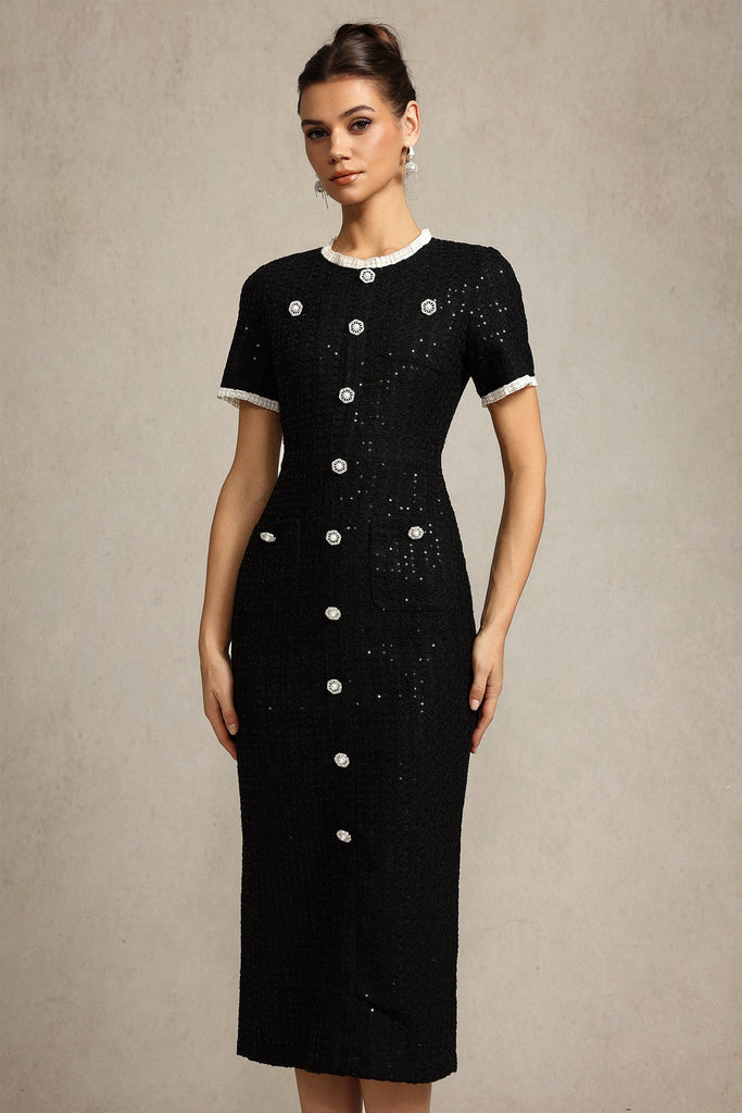 jennifer Round Neck Short Sleeves Midii Dress - Stylish beautiful dress for special occasions | Buy Online